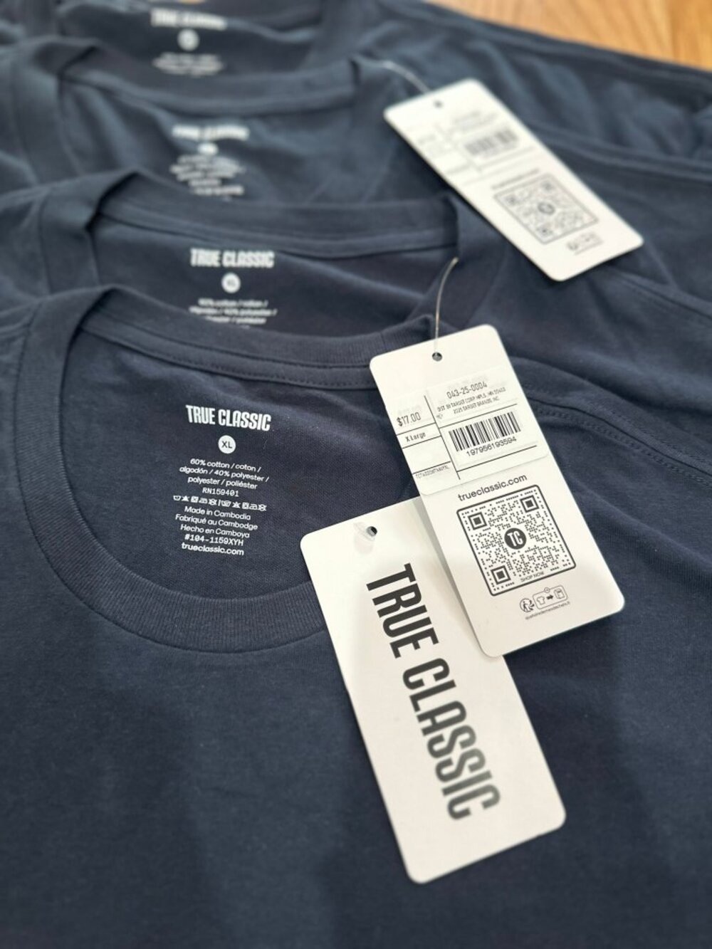 Mens True Classic Tshirt Navy Blue - Pack of four - Picture 3 of 3